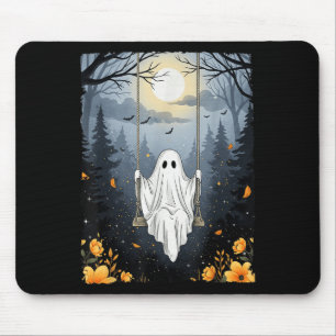 Vintage Ghost Swinging In Forest Night Halloween F Mouse Pad