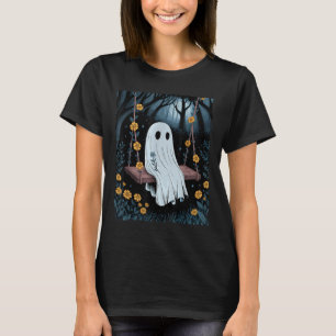 Vintage Ghost Swinging In Forest Night Halloween F T-Shirt