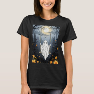Vintage Ghost Swinging In Forest Night Halloween F T-Shirt