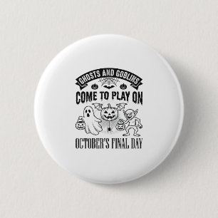 Vintage Ghosts And Goblins Halloween Shirt Design_ 6 Cm Round Badge
