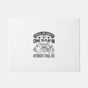 Vintage Ghosts And Goblins Halloween Shirt Design_ Doormat