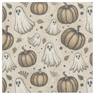 Vintage Ghosts & Pumpkins Halloween Pattern (2) Fabric