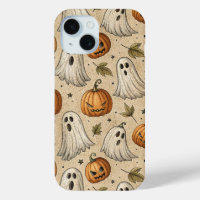 Vintage Ghosts & Pumpkins Halloween Pattern