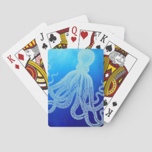 Vintage Giant Octopus in Deep Blue Ocean Playing Cards