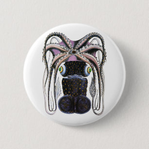 Vintage Giant Octopus or Squid, Marine Life Animal 6 Cm Round Badge