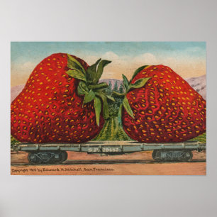 Vintage Giant Strawberries Poster