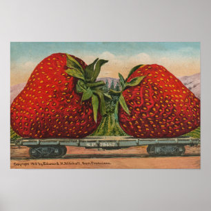 Vintage Giant Strawberries Poster