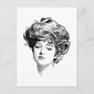 Vintage Gibson Girl Antique Illustration Postcard