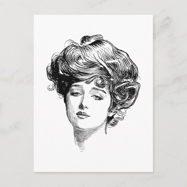Vintage Gibson Girl Antique Illustration Postcard (Front)
