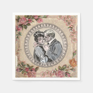 Vintage Gibson Girl Antique Love Wedding Valentine Napkin