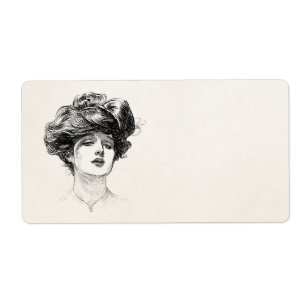 Vintage Gibson Girl Edwardian Retro Woman Portrait