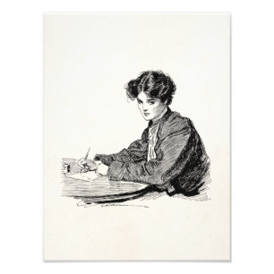 Vintage Gibson Girl Edwardian Woman Writing Letter Photo Print