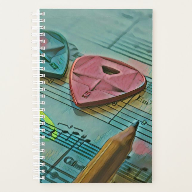 Vintage gift for a guitarist planner (Front)