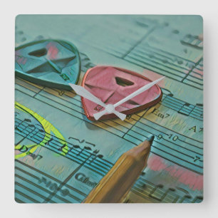 Vintage gift for a guitarist square wall clock