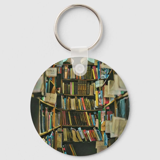 Vintage gift for book lovers key ring (Front)