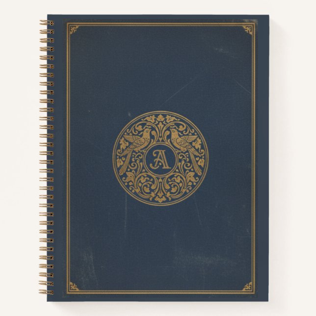 Vintage Gilded Monogram & Navy Archival Journal (Front)
