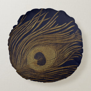 Vintage Gilded Peacock Feather Cushions