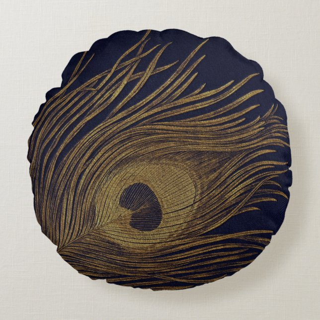 Vintage Gilded Peacock Feather Cushions (Front)