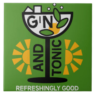 Vintage Gin And Tonic Art Ceramic Tile