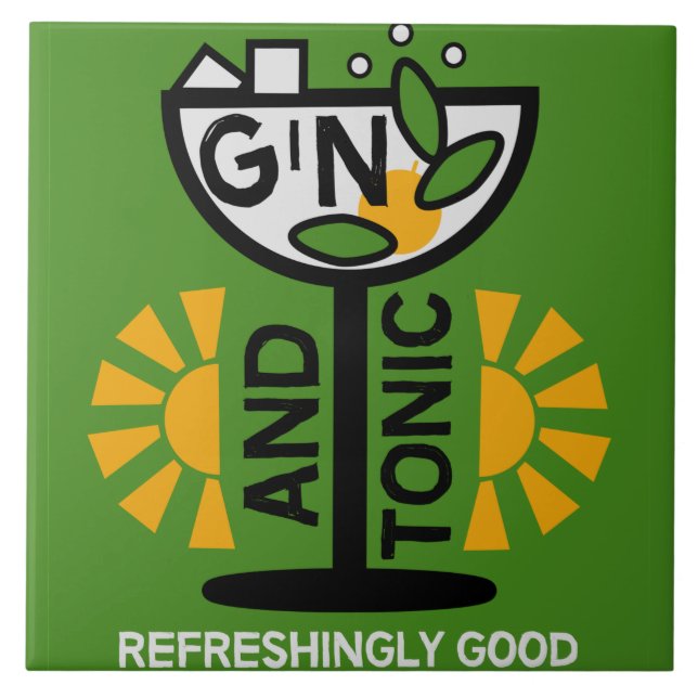 Vintage Gin And Tonic Art Ceramic Tile (Front)