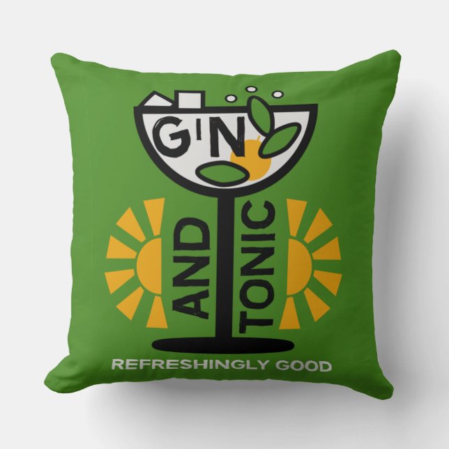 Vintage Gin And Tonic Art Cushion (Front)