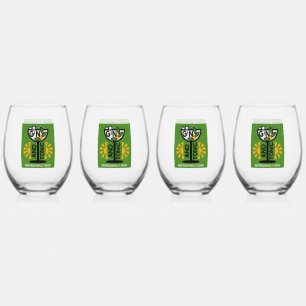 Vintage Gin And Tonic Art Stemless Wine Glass
