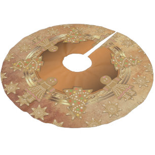 Vintage Gingerbread Brushed Polyester Tree Skirt