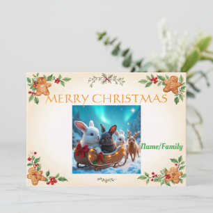Vintage Gingerbread Christmas Border Illustration Holiday Card