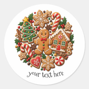 Vintage Gingerbread Cookies Cosy Christmas Bakery Classic Round Sticker