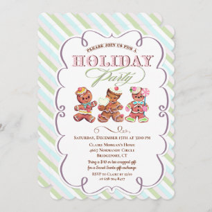 Vintage Gingerbread Holiday Party Invitation