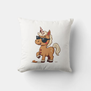 Vintage Gingerbread Unicorn with Sunglasses Christ Cushion