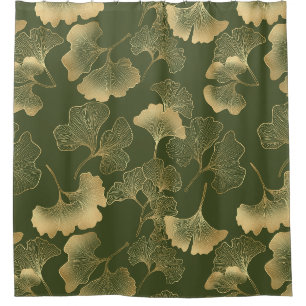Vintage Ginkgo Leaf Pattern Shower Curtain