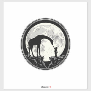 Vintage Giraffe and Child Moon Silhouette Shirt_1