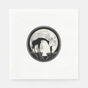 Vintage Giraffe and Child Moon Silhouette Shirt_1 Napkin