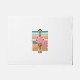 Vintage Giraffe Bubblegum Engraving Shirt Design_1 Doormat
