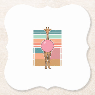 Vintage Giraffe Bubblegum Engraving Shirt Design_1 Paper Coaster