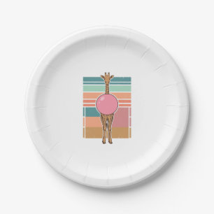 Vintage Giraffe Bubblegum Engraving Shirt Design_1 Paper Plate