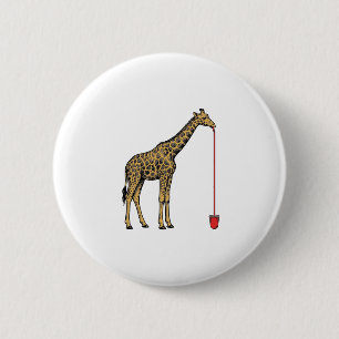 Vintage Giraffe Drinking Straw Vector Design_1 6 Cm Round Badge