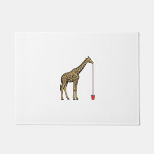 Vintage Giraffe Drinking Straw Vector Design_1 Doormat