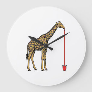 Vintage Giraffe Drinking Straw Vector Design_1 Large Clock