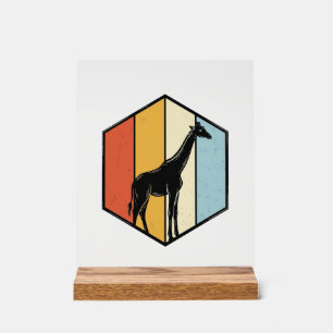 Vintage Giraffe Geometric Safari Vector Shirt_1 Acrylic Sign