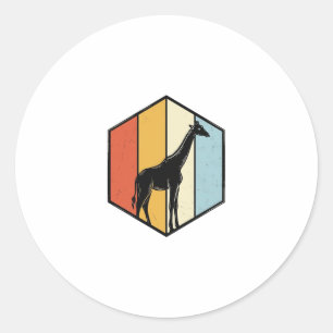 Vintage Giraffe Geometric Safari Vector Shirt_1 Classic Round Sticker