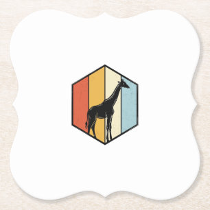 Vintage Giraffe Geometric Safari Vector Shirt_1 Paper Coaster