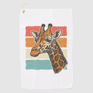 Vintage Giraffe Head Retro Sunset Vector Design_1 Golf Towel