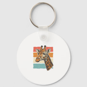 Vintage Giraffe Head Retro Sunset Vector Design_1 Key Ring