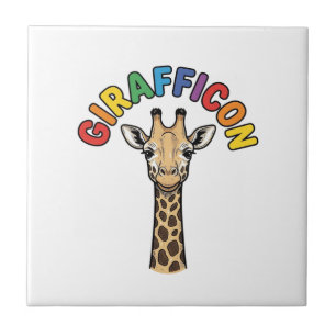 Vintage Giraffe Icon Cute Animal Shirt Design_1 Ceramic Tile