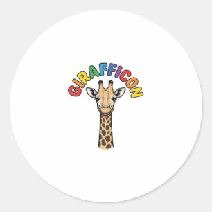 Vintage Giraffe Icon Cute Animal Shirt Design_1 Classic Round Sticker