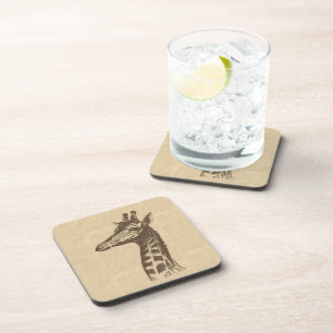 Vintage Giraffe Illustration Coaster