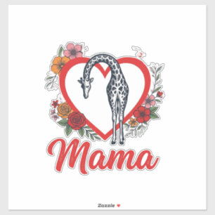 Vintage Giraffe Mama Floral Heart Shirt Design_1