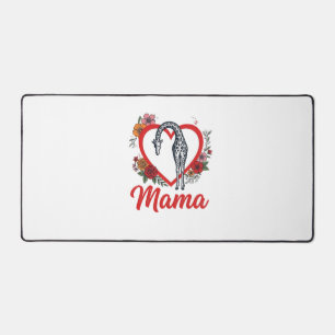 Vintage Giraffe Mama Floral Heart Shirt Design_1 Desk Mat